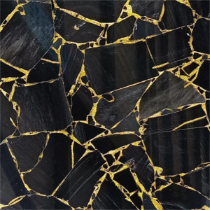 High Quality GEM Stone Slabs Supplier-GEM-511 Obsidian With Gold Foil